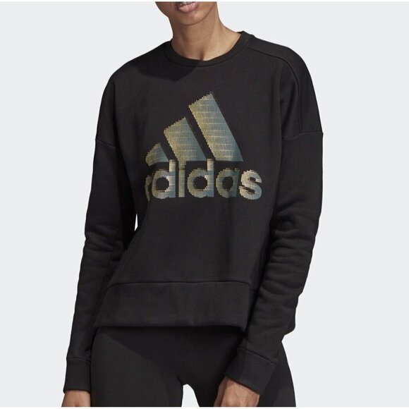NWT Adidas glam sweat Women's Black Side Button Sweatshirt Size S - Picture 3 of 14
